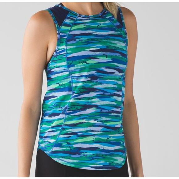 Lululemon Seven Wonders Sculpt Tank Women's Sz 6 Multi Hero Blue Workouts Sporty - Picture 5 of 5